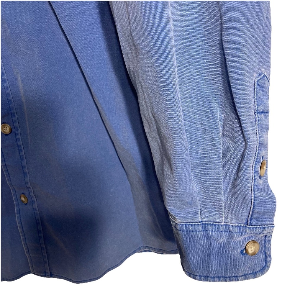 Vtg J Peterman Thick Flannel Button Up Shirt Mens Large Blue 90's 80's - Picture 3 of 8